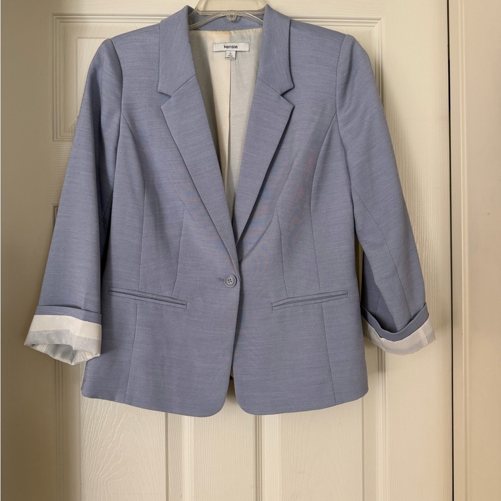 Women’s blazer, size S, 3/4 length sleeves, powder blue.